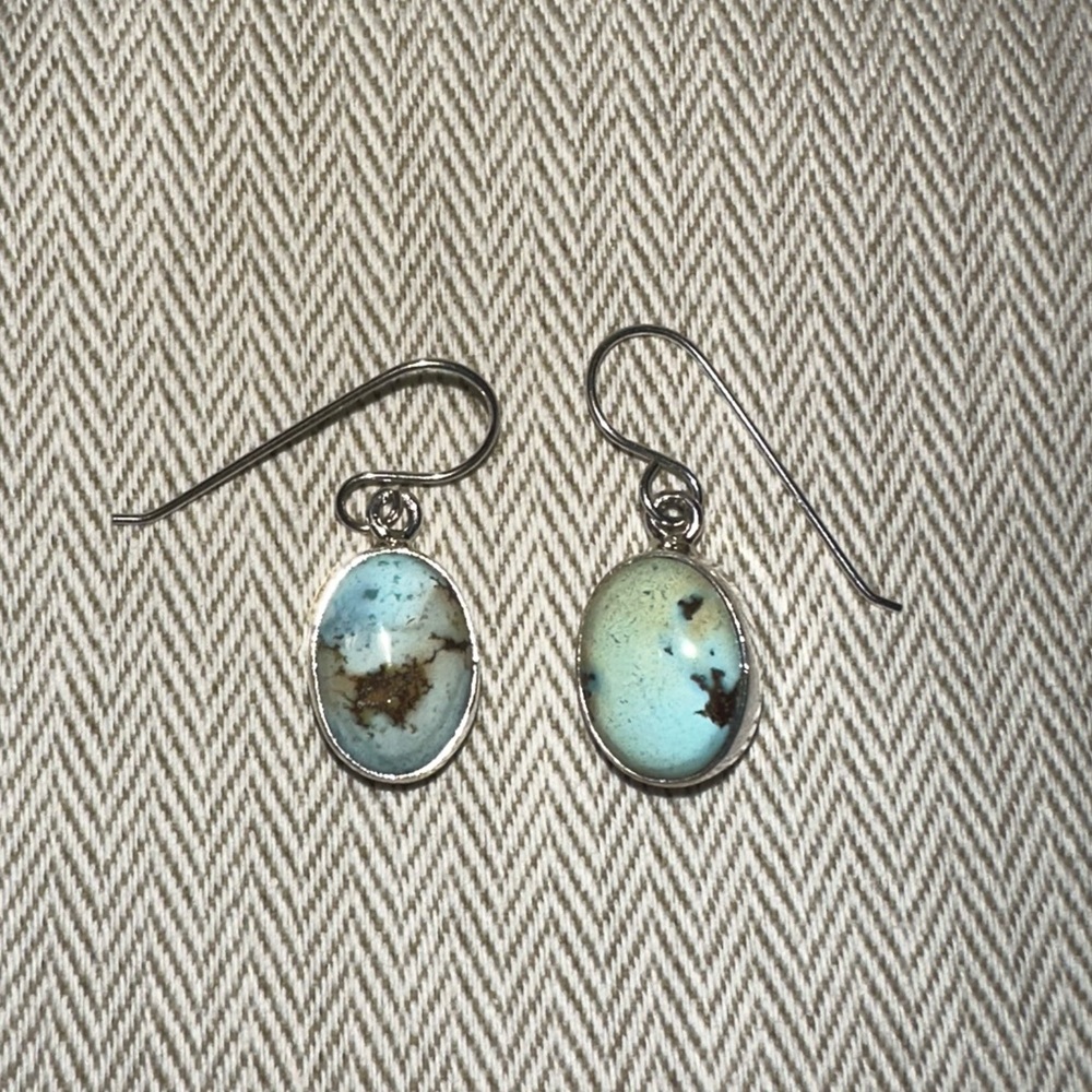 Turquoise and Silver Navajo Earrings - Picture 7 of 7